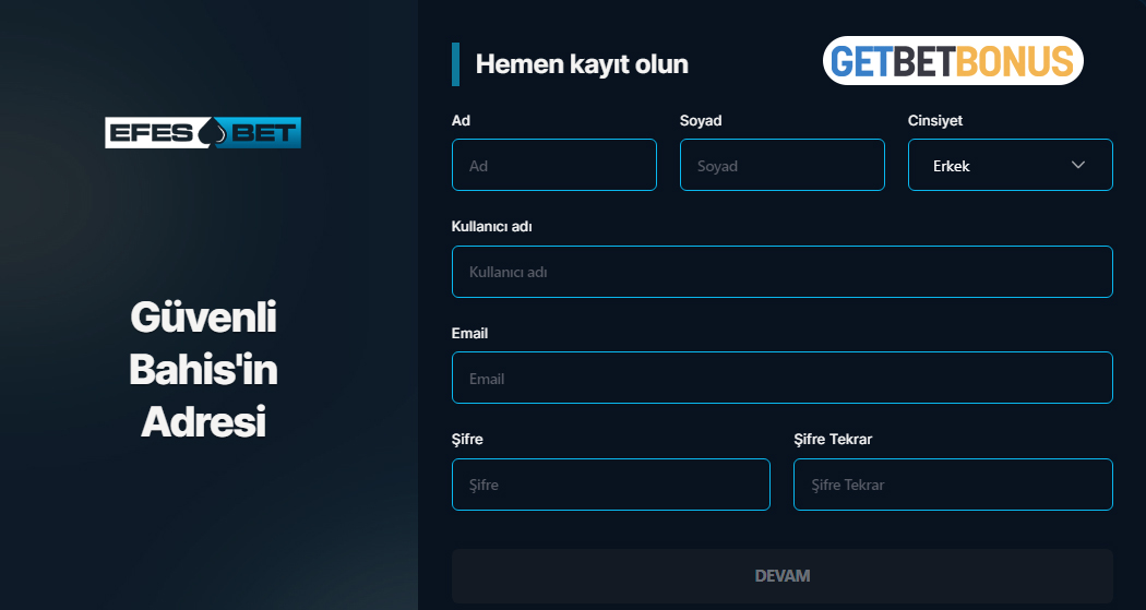 Efesbet Üyelik ve Kayıt